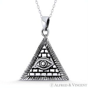 All-Seeing-Eye of Providence Illuminati Masonic Pendant in .925 Sterling Silver